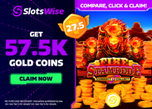 Slotwise get 57.5K Gold Coins, Claim Now, Compare, Click and Claim! Fire Stampede Connect & Collect, No purchase necessary.